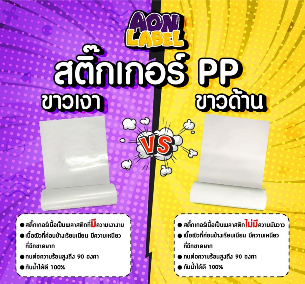 สติ๊กเกอร์ ราคาถูก สติ๊กเกอร์ pp ขาวเงา